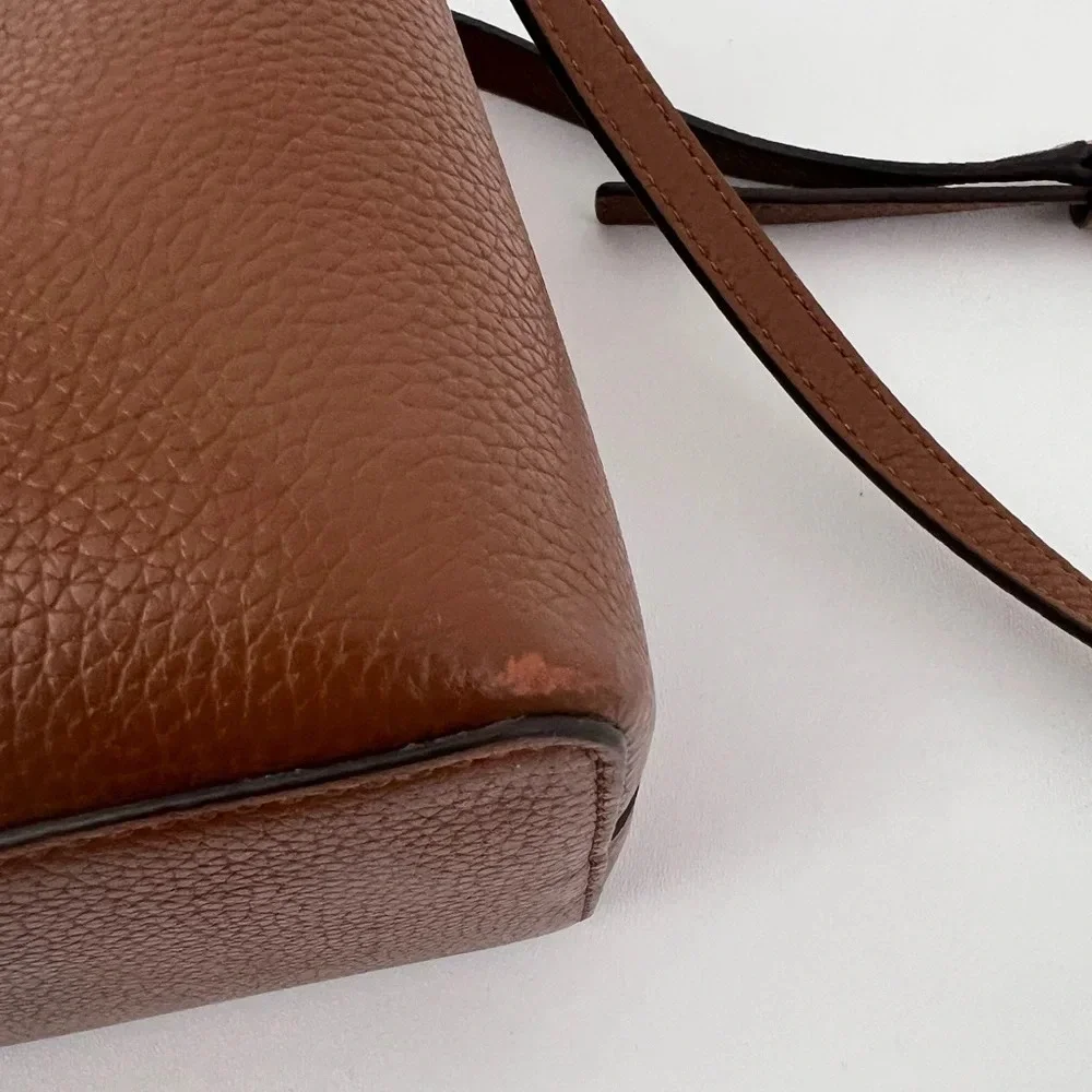 TORY BURCH | Blake Small Tote Handbag Crossbody Purse Brown Bourbon Leather - Picture 10 of 14
